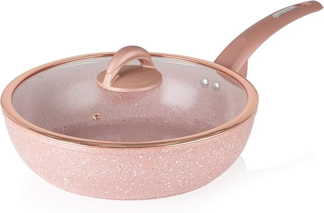 Tower Cerastone T81202RS Forged Multi-Pan with Non-Stick Coating and Soft Touch Handles, 28 cm, Rose Pink