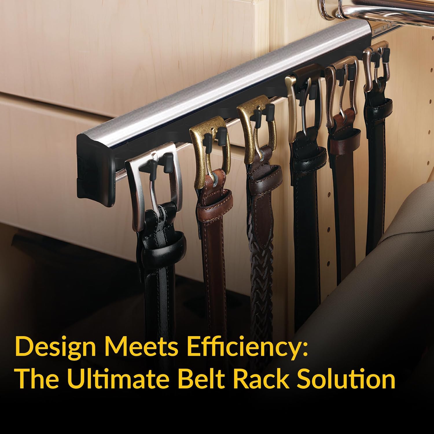 Brixwell QIMJ-002 Belt Rack, TAG Synergy Collection, 5 Hook, 11 15/16" With 3/4 extension slide, Polished chrome Polished chrome