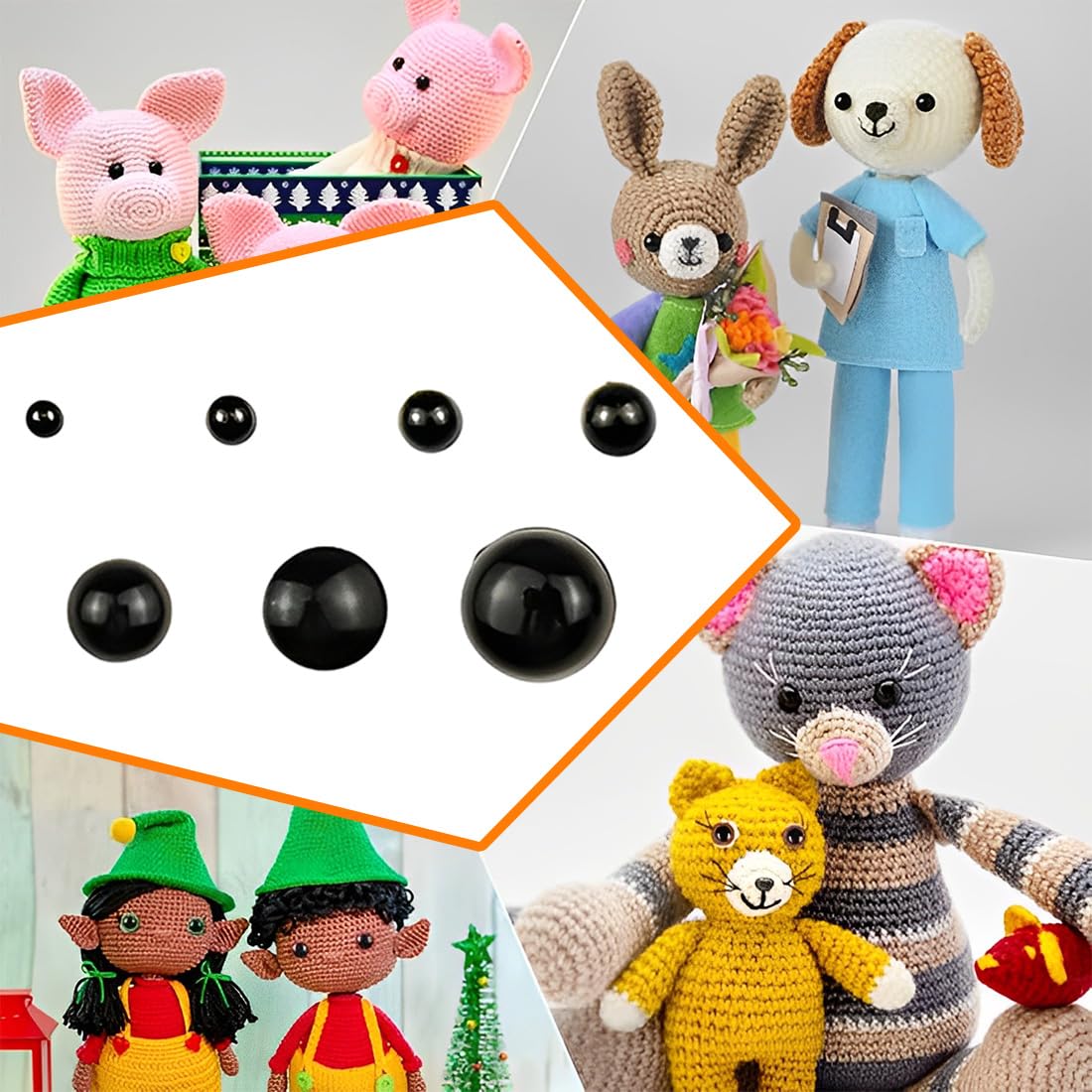 500 pezzi occhi di sicurezza per animali all'uncinetto, occhi a bottone in plastica, per bambole, peluche e orsacchiotti, fai da te, Occhi e accessori per il naso in peluche