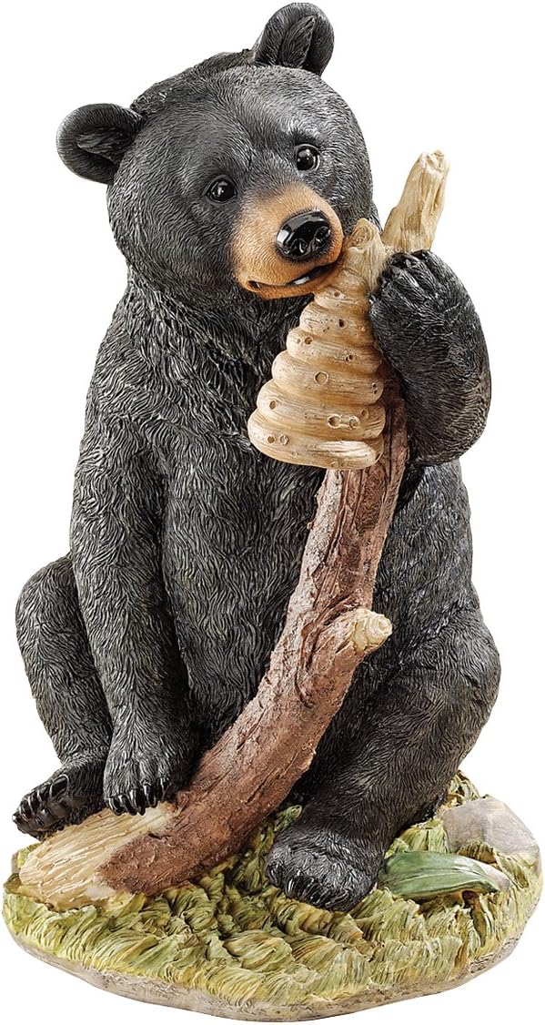 Design Toscano Black Honey the Curious Bear Cub Statue,full color