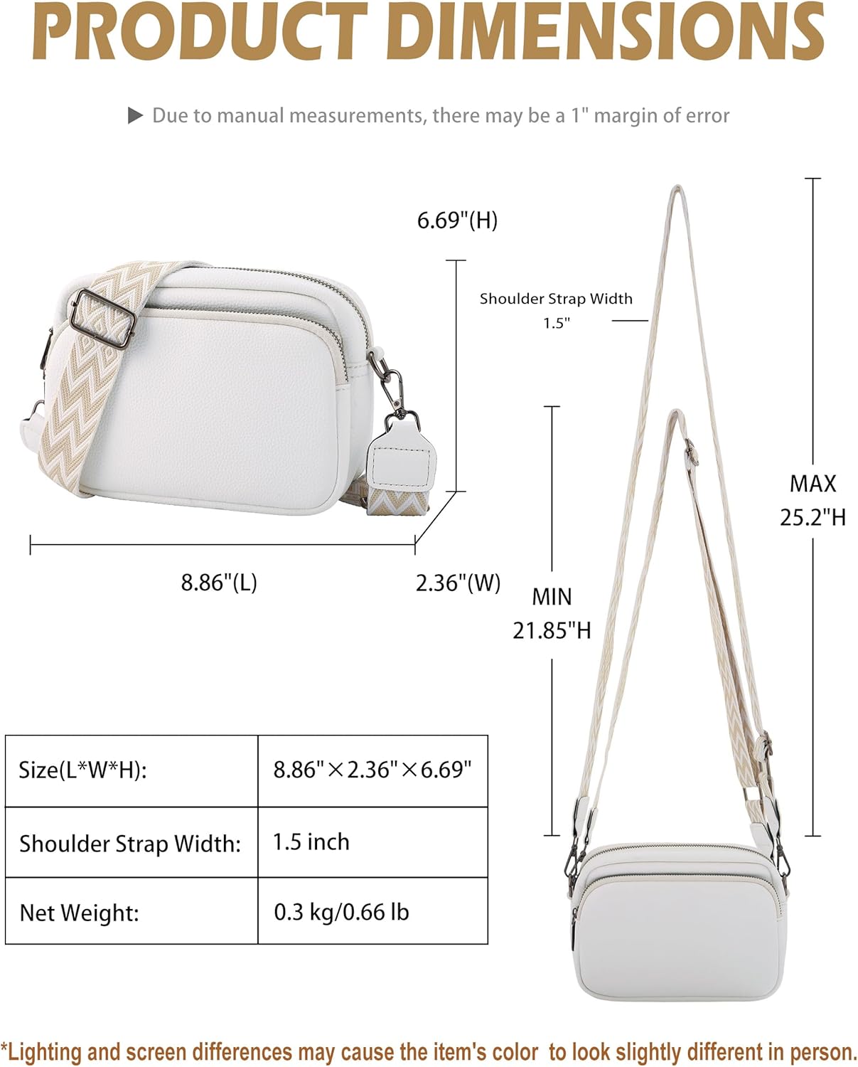 Crossbody Purse for Women with Adjustable Wide Guitar Strap, Small Vegan Leather Cross Body Camera Shoulder Bags - Image 5