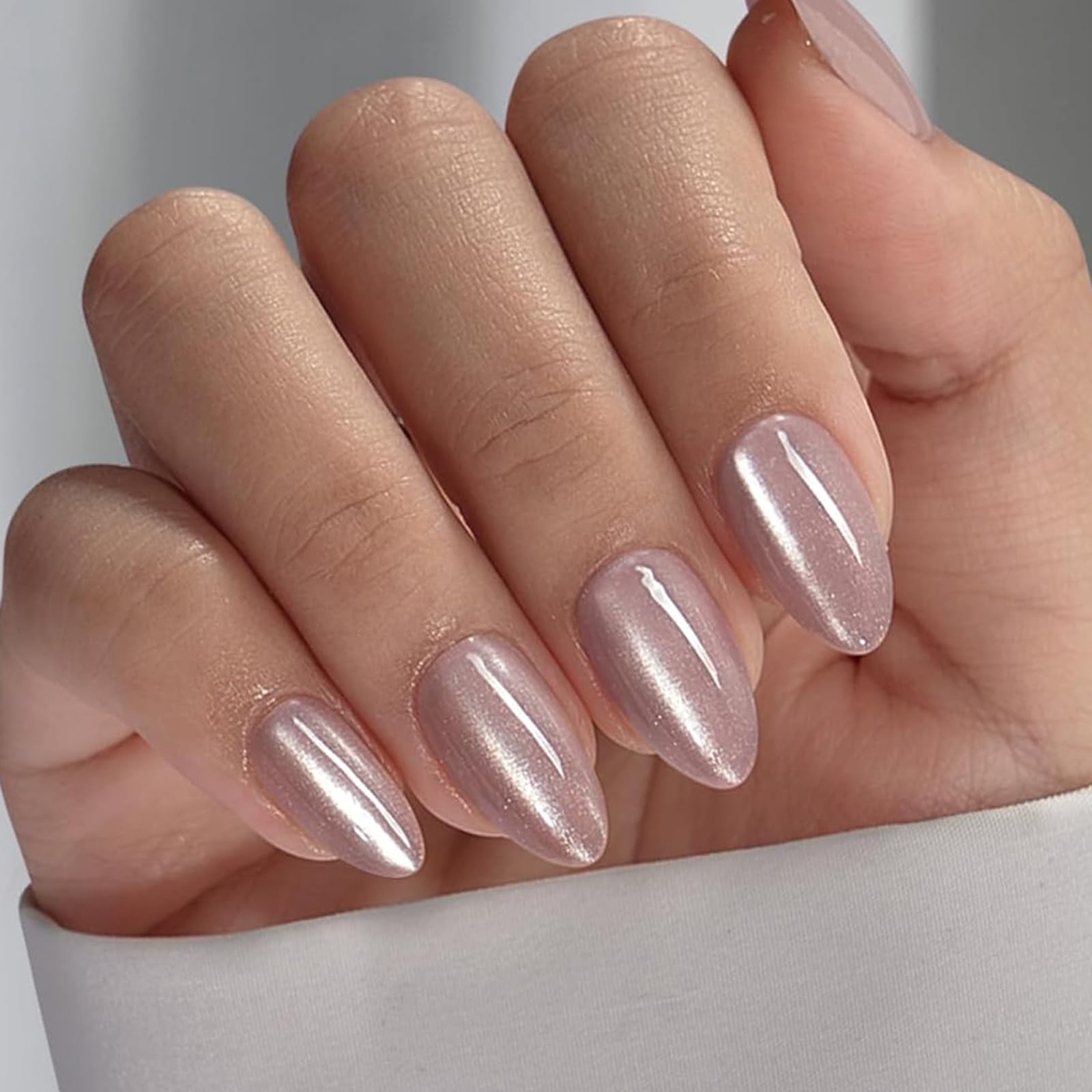 24 Stück French-Kunstnägel – Aufdrücknägel – Volldeckende Kunstnägel in Nude-Weiß, quadratisch, zum Aufkleben – French-Fake-Nägel zum Aufkleben für Frauen und Mädchen, N