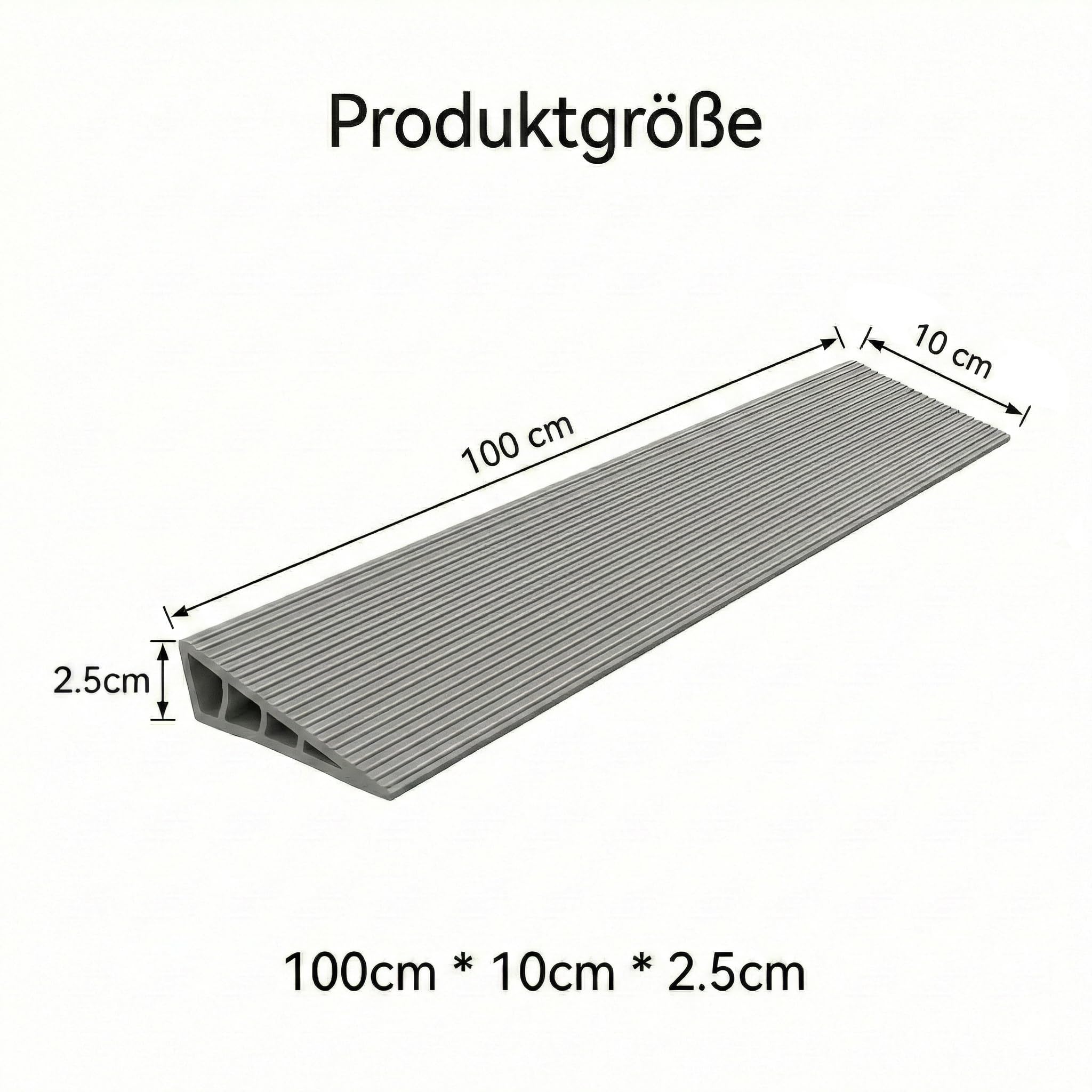 Türschwellenrampe Saugroboter, 100*10*2,5cm Rutschfeste Schwellenrampe PVC, Rampe für Saugroboter, Selbstklebende Rollstuhlrampe für Rollator, Kinderwagen & E-Scooter, Auffahrrampe, Grau