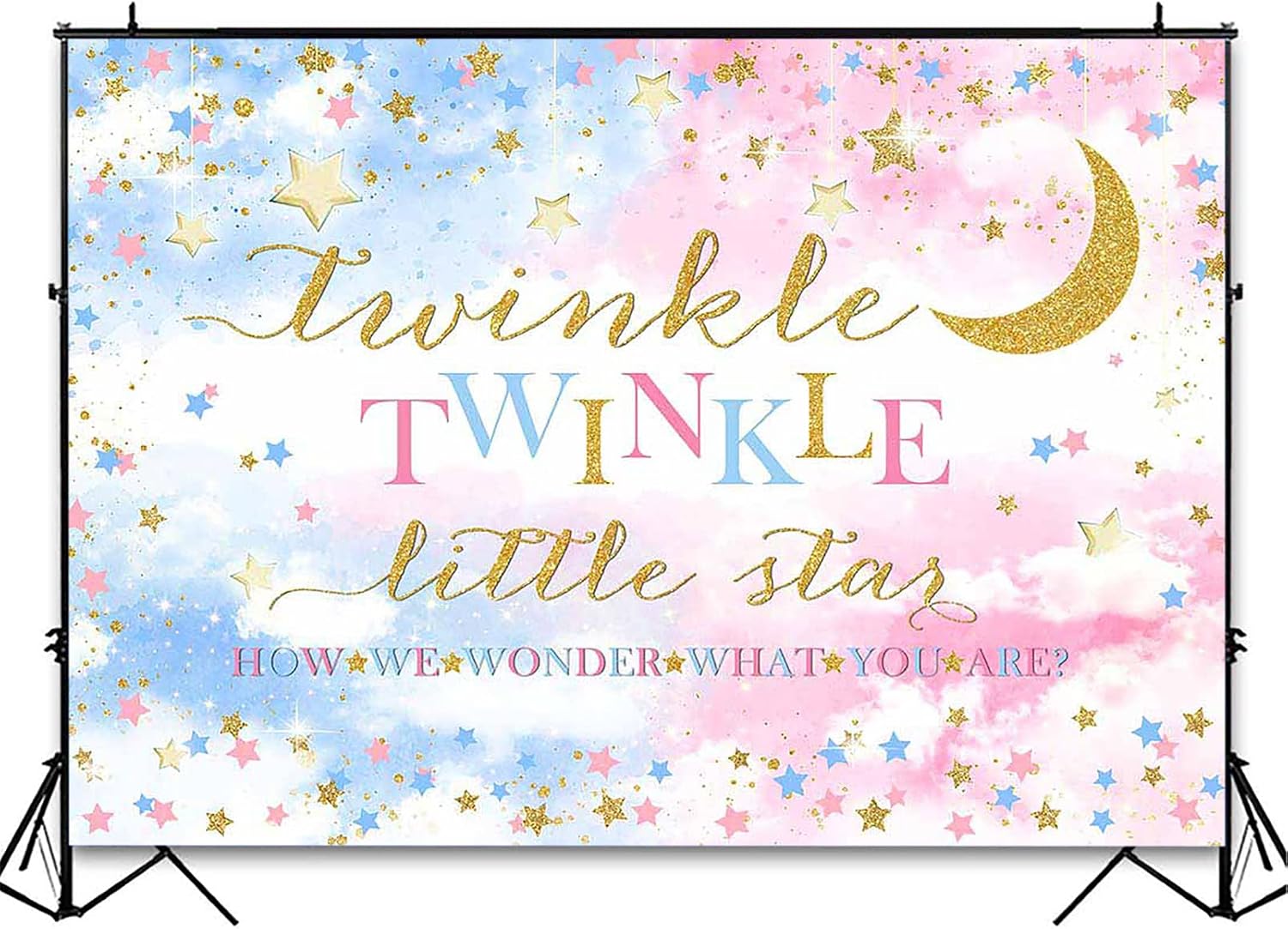 Avezano Twinkle Twinkle Little Star Gender Reveal Backdrop Blue or Pink Gender Reveal Party Decorations Boy or Girl Gender Reveal Party Photography Background Supplies Banner (7x5ft)