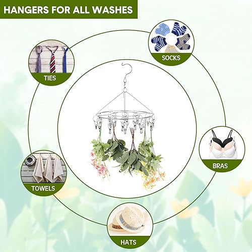 Miniatura 5 de Escurridor colgante para hierbas macramé con clip de acero inoxidable, ganchos para secar hierbas, plantas de aire, especias, flores, plantas