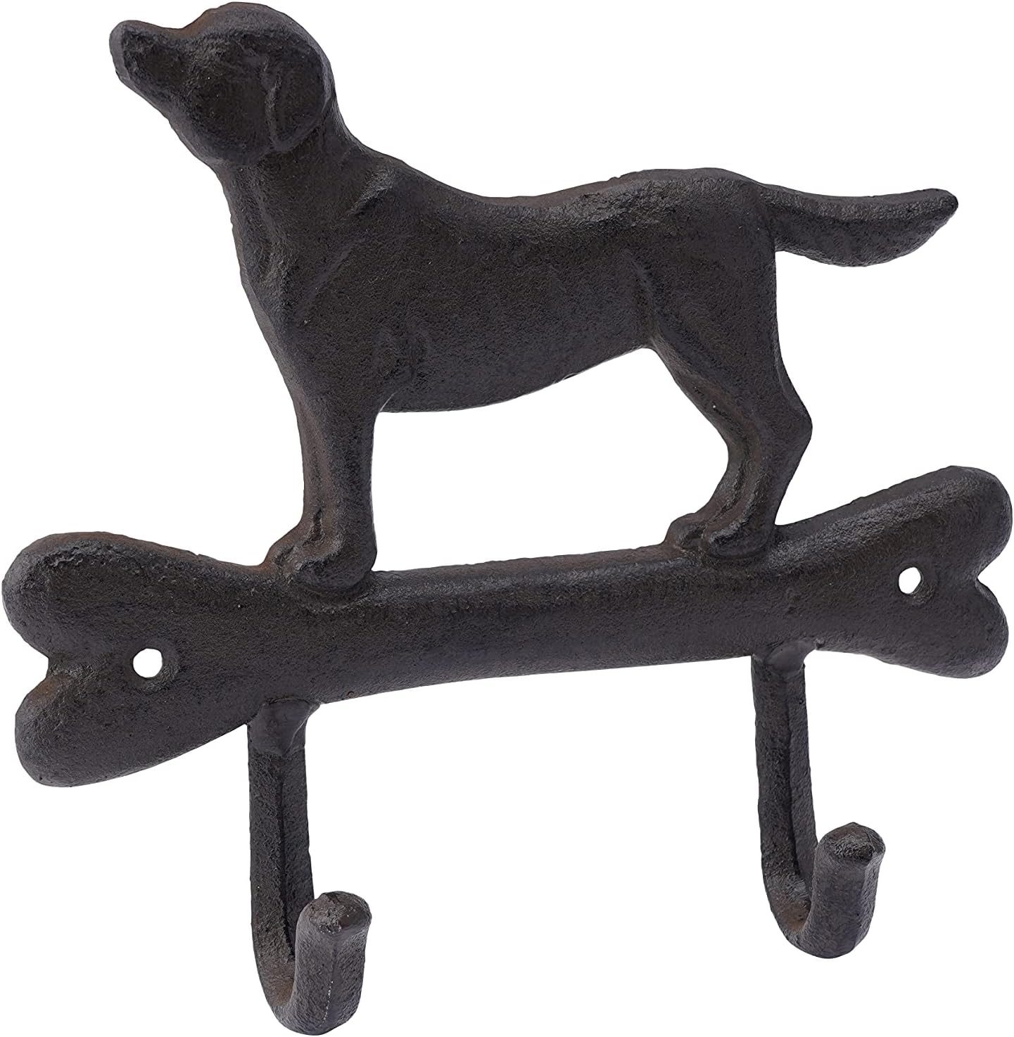 CGB Giftware | Cast Iron Classic Dog and Bone Double Wall Hook | Easily Wall Mountable | Features Pre Drilled Screw Holes | GB05818