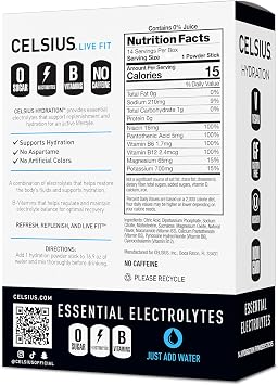 CELSIUS HYDRATIONTM Arctic Cherry, Sugar Free Electrolyte Hydration Drink Mix (Pack of 14)