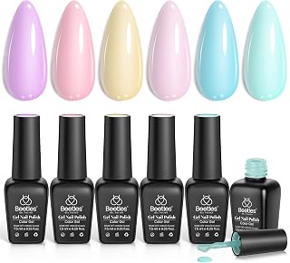 Beetles Pastel Gel Polish Set - 6 Colors Pink Yellow Blue Green Purple Soak Off Nail UV Lamp Gel Nail Kits Decorations Nail Art Gifts Valentines