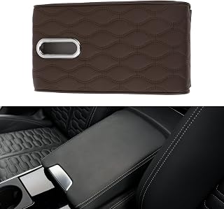 REPAIROCK Cubierta de Consola Central para Coche Cubierta de Reposabrazos Multifuncional 12.60"x6.69"x1.97" Cuero Napa Marrón Oscuro