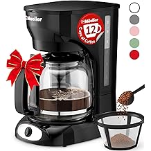 Mueller 12-Cup Drip Coffee Maker - Borosilicate Carafe, Auto-Off, Reusable Filter, Anti-Drip, Keep-Warm Function, Clear Water Level Window Coffee Machine, Kitchen Essentials &amp; Accessories