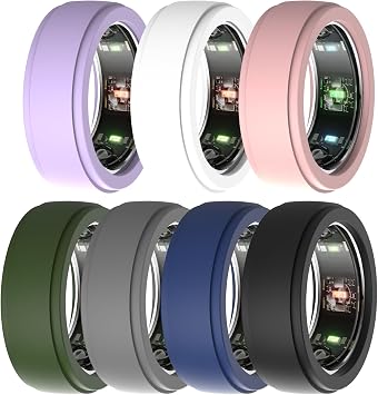 BO&DQQ 7 Pack Smart Ring Protector Cover Compatible With Oura Gen 3/4, Samsung Galaxy, ULTRAHUMAN, RingConn - Thin Soft Silicone Case Accessories for Men and Women