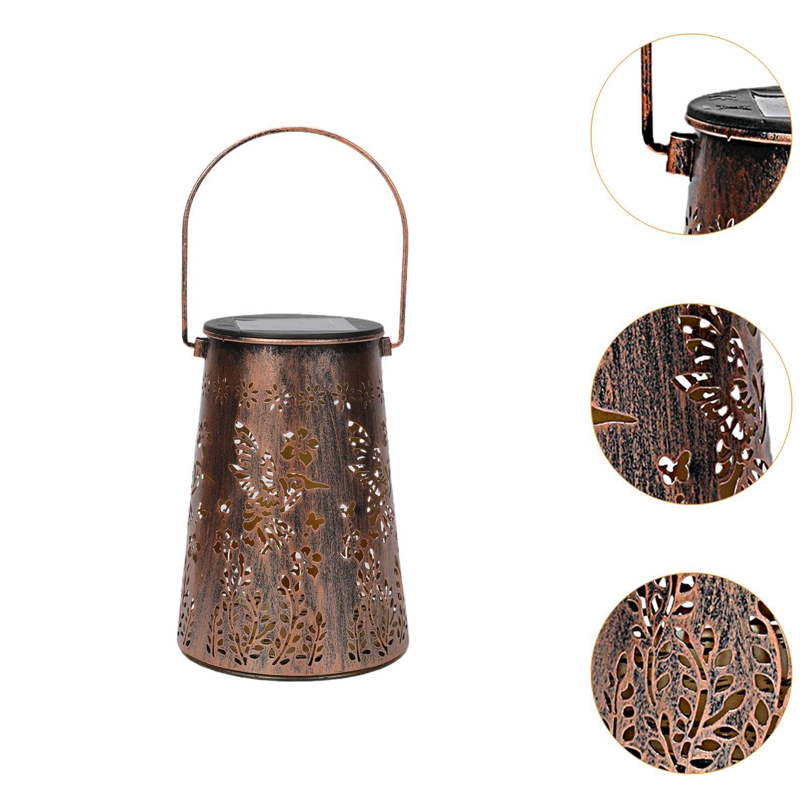Lanterna Solare Lanterna da Esterno Lampada LED Appesa Proiezione Stelle Metallo Antico Impermeabile Adatta Spazi Esterni Casa Regalo, Luci Colorate