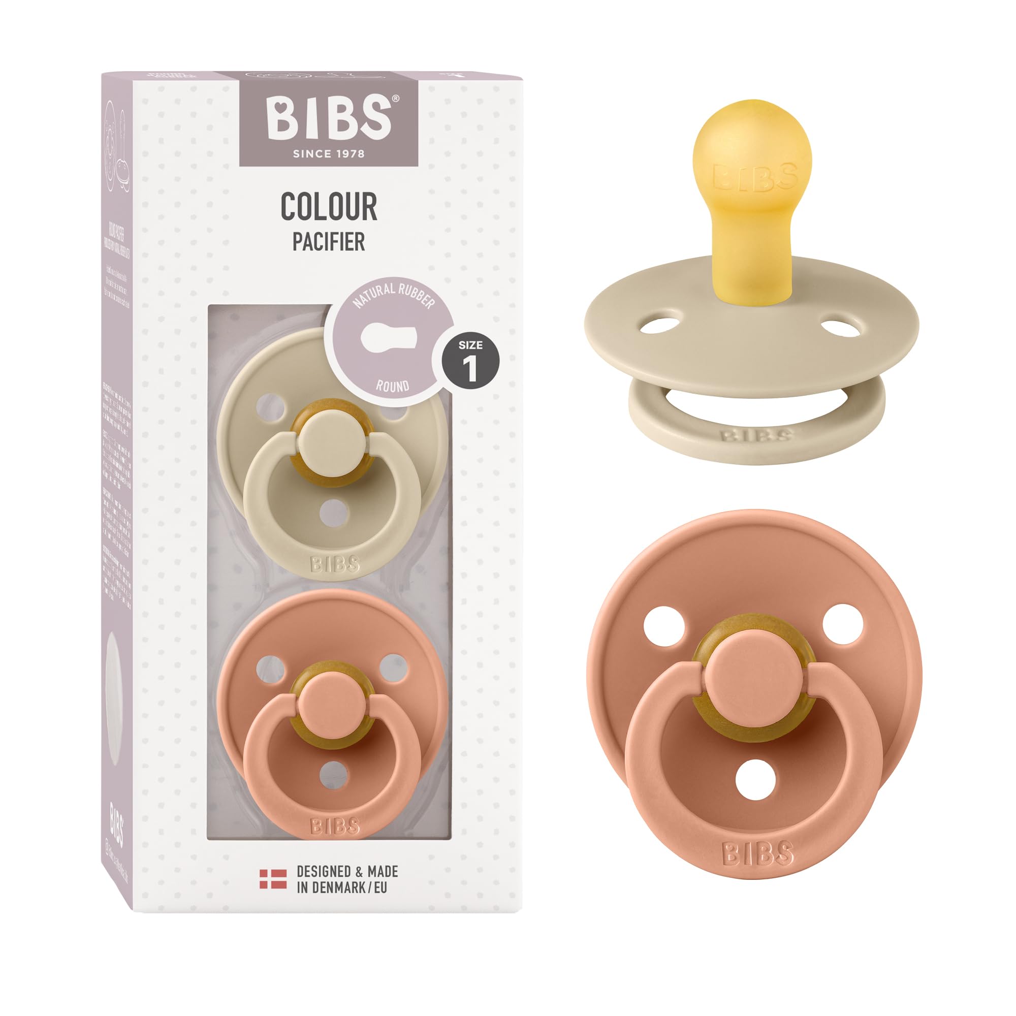 BIBS Colour Paquete de 2 chupetes. Libre de BPA, Tetina redonda. Látex natural, Talla 1 (0-6 meses), Baby Blue/Baby Blue — view 134