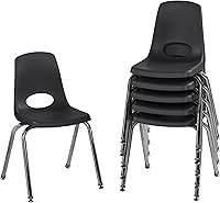 Vista 69 de Factory Direct Partners 10367-BL Silla escolar apilable de 16 pulgadas, asiento apilable para estudiantes con patas de acero cromado y rodamientos