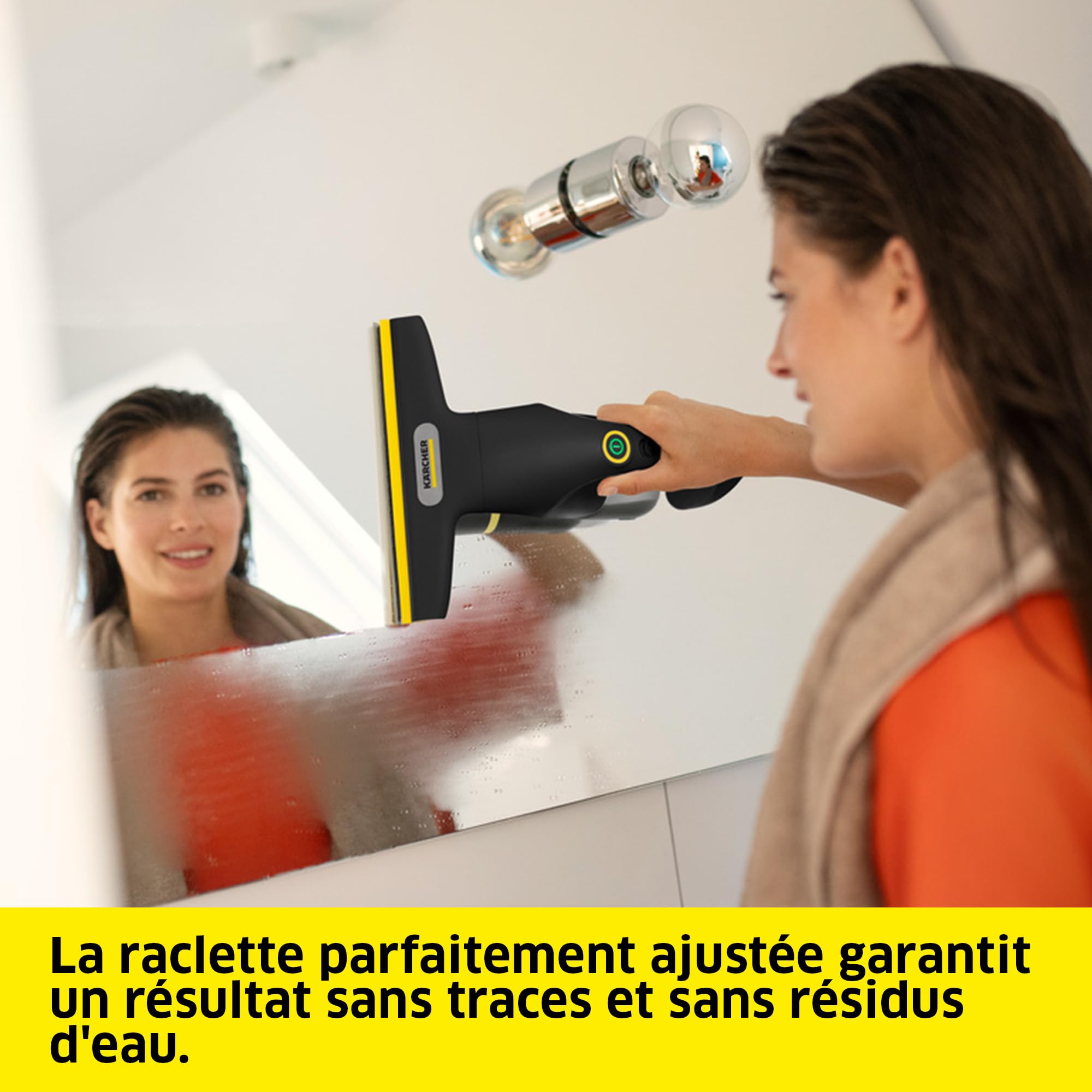 Kärcher nettoyeur de vitres sans fil WV 1 Compact Care Extra+ Black, autonomie : 25 min, réservoir : 100 ml, poids : 0,5 kg, pulvérisateur avec bonnette en microfibres, nettoyant pour vitres (500 ml)