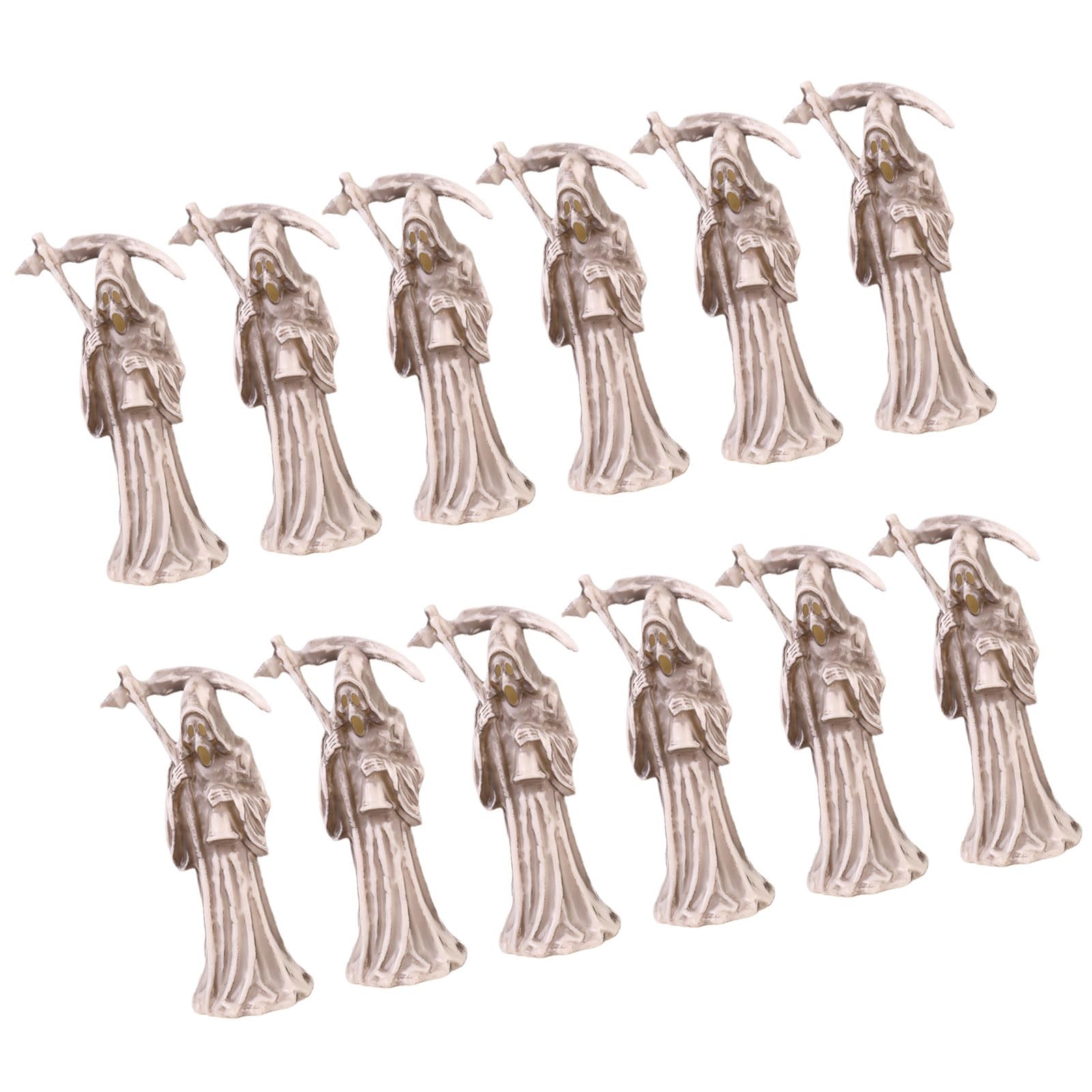 JIAPIKA 12Pcs Halloween Death Scythe Decoration Plastomer Scythe Death Figurine Ornament for Indoor Outdoor Themed Event Arrange Halloween Deck