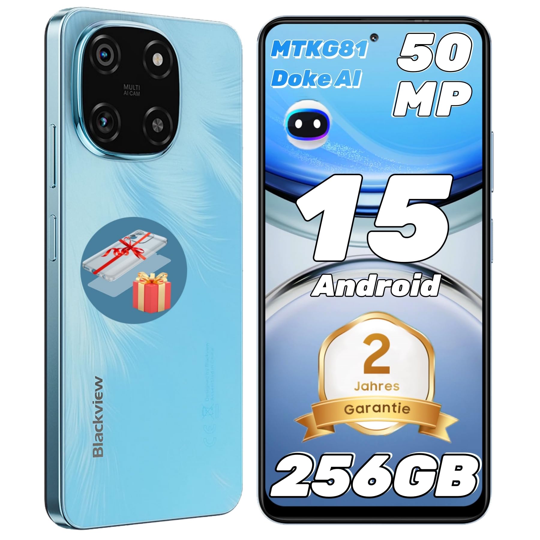 Blackview Color 6 Smartphone 24GB+256GB/2TB TF Doke AI, Android 15, 50MP+13MP, Helio G81 Octa Core Phone, 6.67" 90Hz, 5000mAh, 2025 Mobile Phone, Dual 4G SIM/OTG/Fingerprint Phones