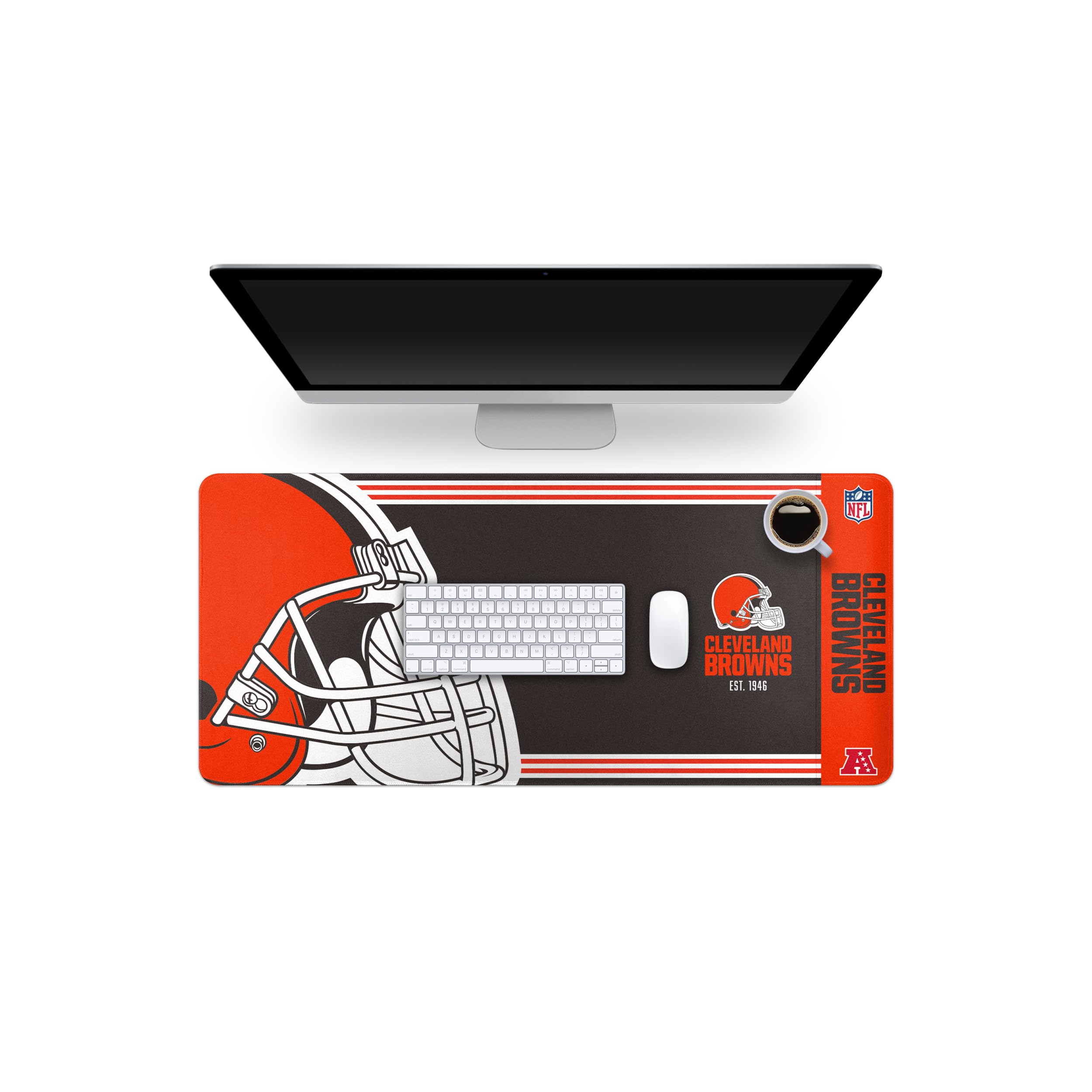 FOCO NFL Official Established Primary Logo Wordmark Home Office Desk Pad Mouse Pad Mat 35" x 16" (Cleveland Browns, Cleveland Browns)