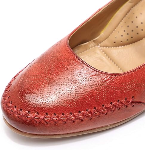 Miniatura 3 de Mona flying Women's Leather Wedges Mid Heel Round Toe Classic Office Shoes for Women Walking Dress Pumps