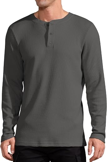 QUALFORT Henley Shirt for Men, Long Sleeve Cotton Blend Mens Pullover Top Outfits 2026