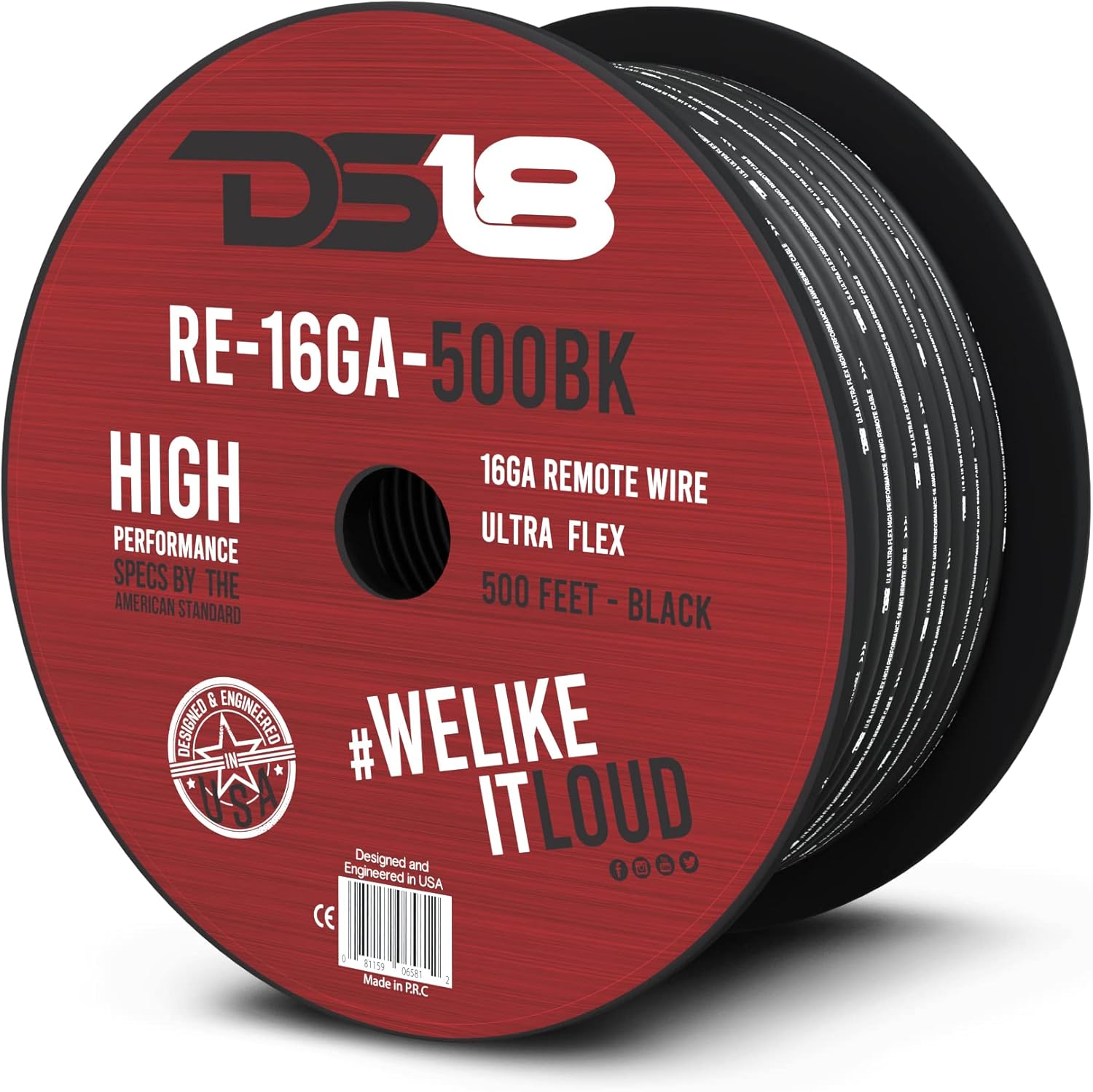 DS18 RE16GA500BK Remote Wire,500Feet 16Gauge Primary