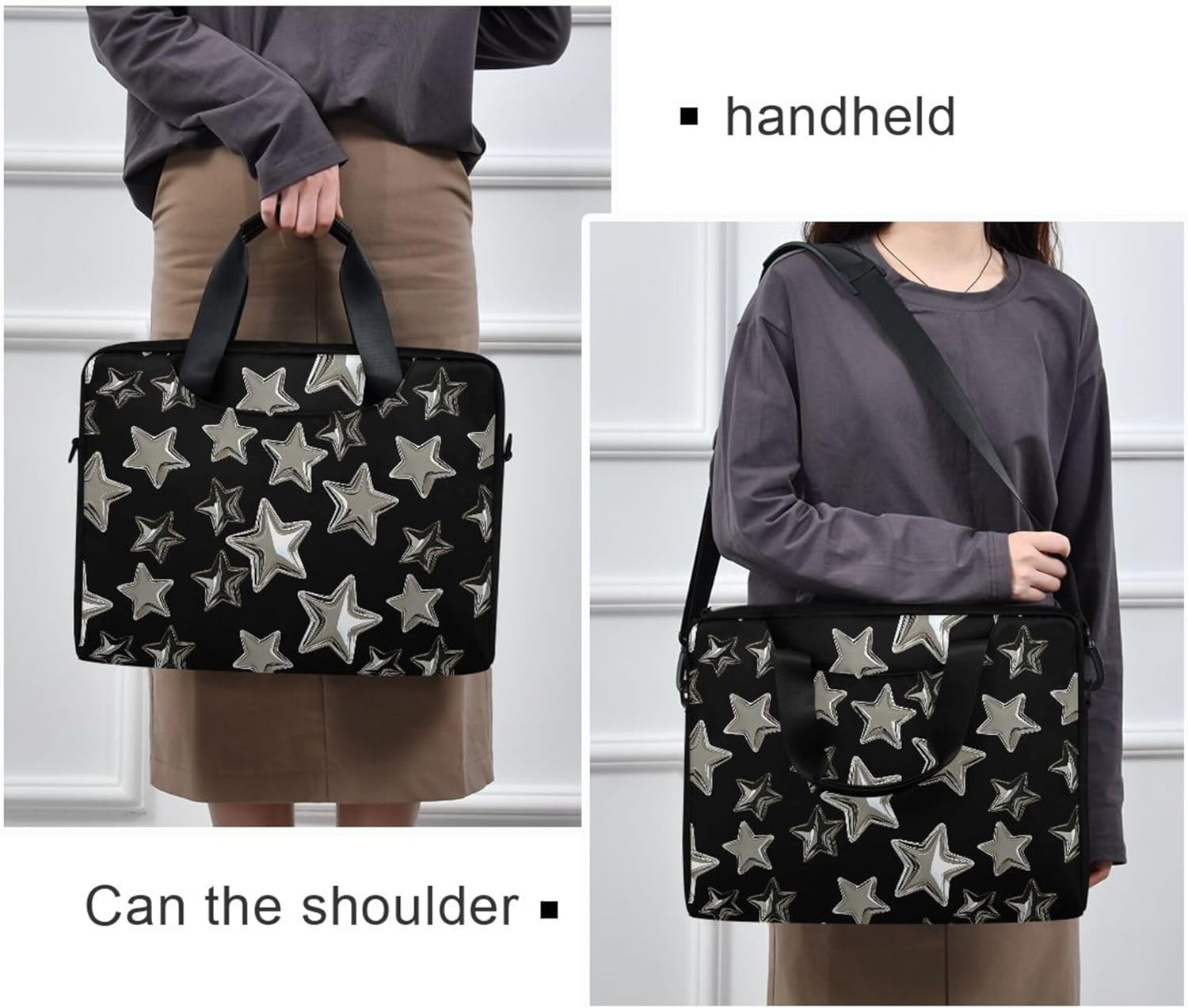 MNSRUU Laptop Bag for 15.6 inch Black Gothic Bats