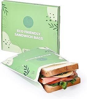 EcoTotes - Recyclable Sandwich Bags | 50 Count | 21 x 17 cm | Durable, Eco-Friendly Paper Lunch Bags | Ideal for Snacks and Sandwiches | Plastic-Free Packaging