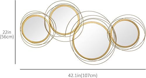 Miniatura 7 de HOMCOM Arte de pared de metal, decoración de espejo moderno, esculturas de pared colgantes para sala de estar, dormitorio, comedor, negro