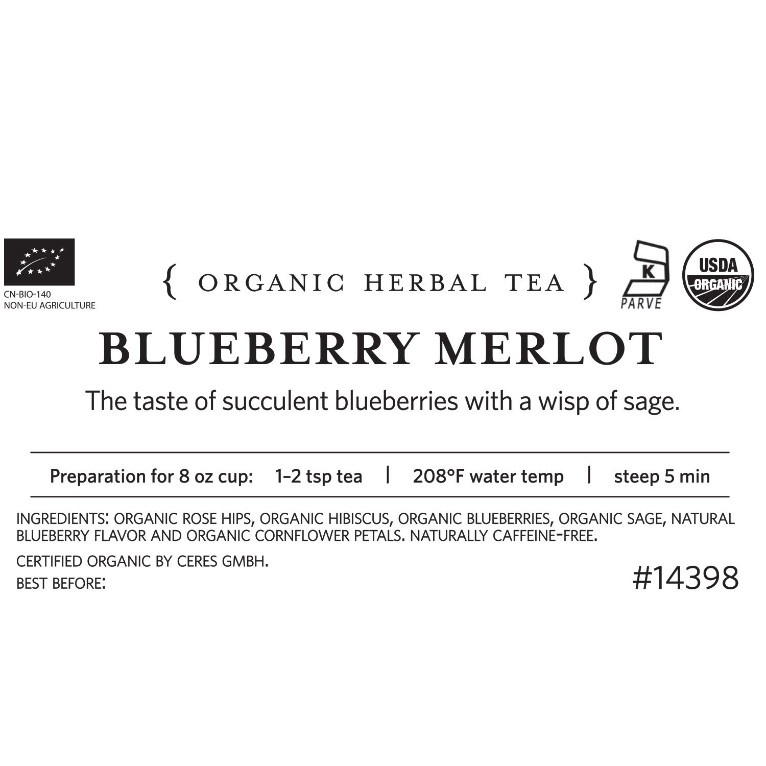 Tea Forte Premium Loose Leaf Tea Blend, Resealable 1 Pound Bag, Makes 160-175 Cups, Blueberry Merlot Tea