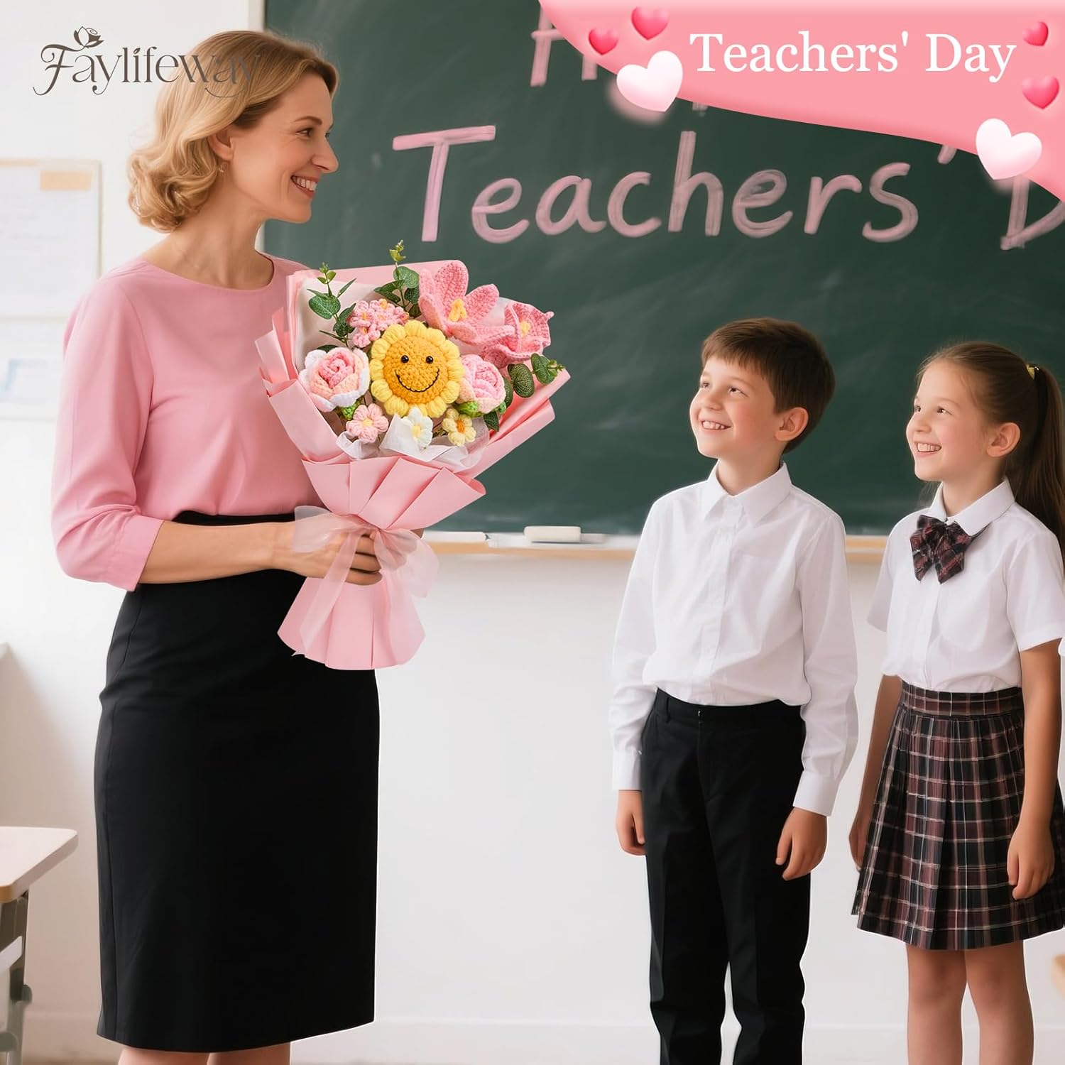 Crochet Flower Bouquet,Valentines Day Gifts for Her Mom Wife Couple Girlfriend,Handmade Crochet Gifts for Valentine's Day Birthday Anniversary Day Mothers Day(with Card) - Image 6