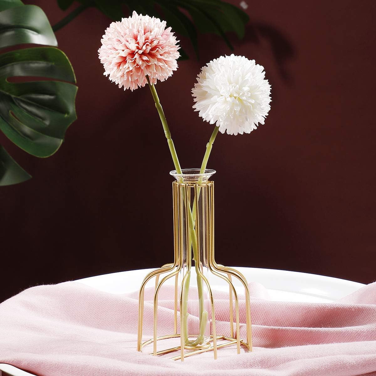 Next In Crafts 1 Pcs Propagation Station With Metal Frame, Test Tube Glass Items Vase For Flower Pot,Gift, Home Decor, Bedroom, Office Corner, Living Room, Decoration (Pack Of 1), Gold