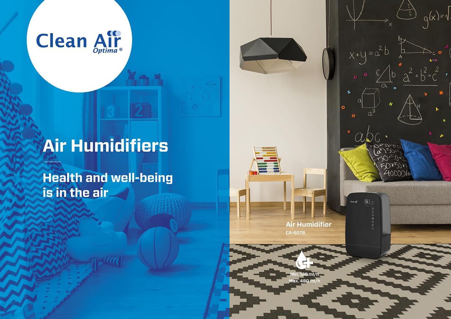 Luftbefeuchter mit Ionisator und Aromatherapie - Clean Air Optima CA-607B Smart - Befeuchtungsleistung max. 480 ml/h - Wassertankinhalt 5,5 Liter - Geeignet für Räume bis 65m²/160 m³ (Black)