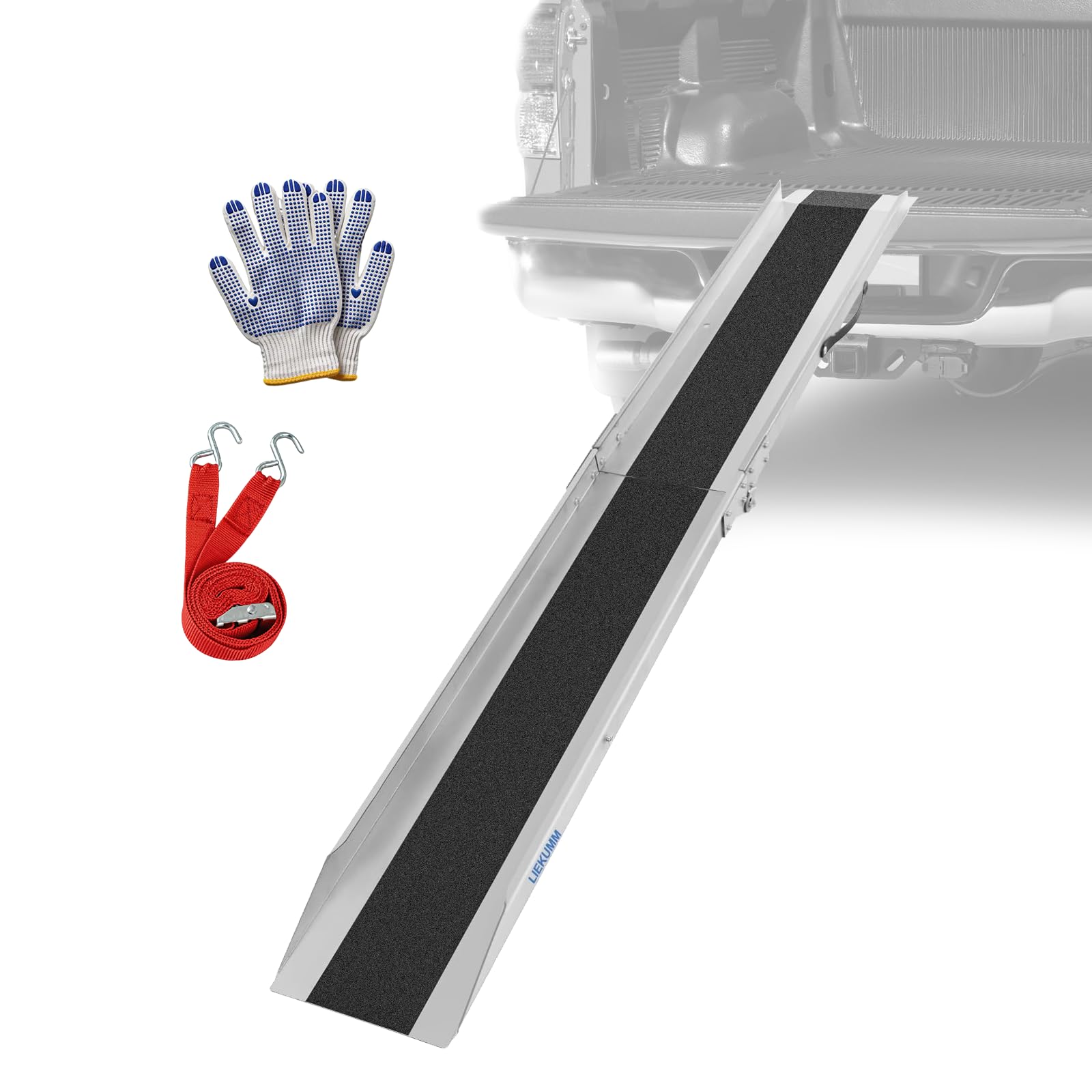 LIEKUMM Rampa di Carico Moto, 180cm Rampa pieghevole in acciaio con pellicola antiscivolo, 280KG capacità Rampa resistente per moto ATV Van Mower