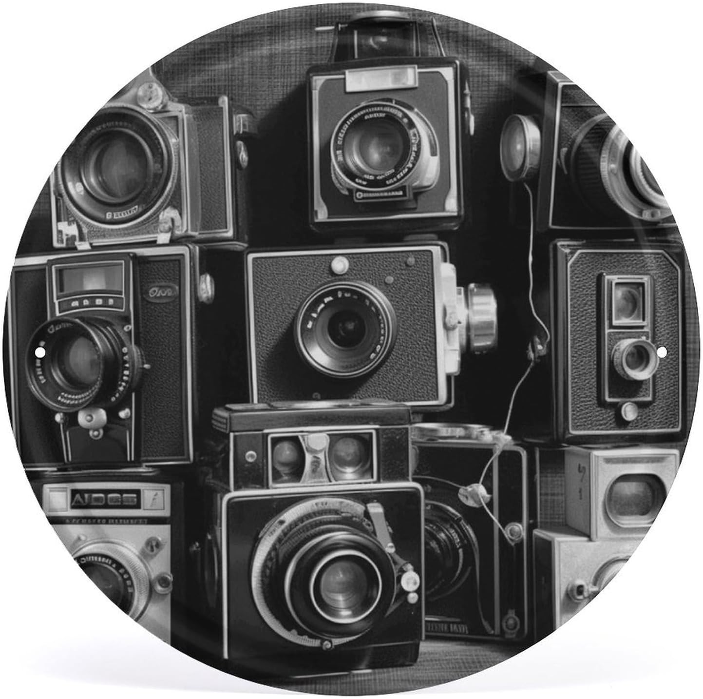 Retro Cool Camera Collection Round Metal Tin Wall Plaque