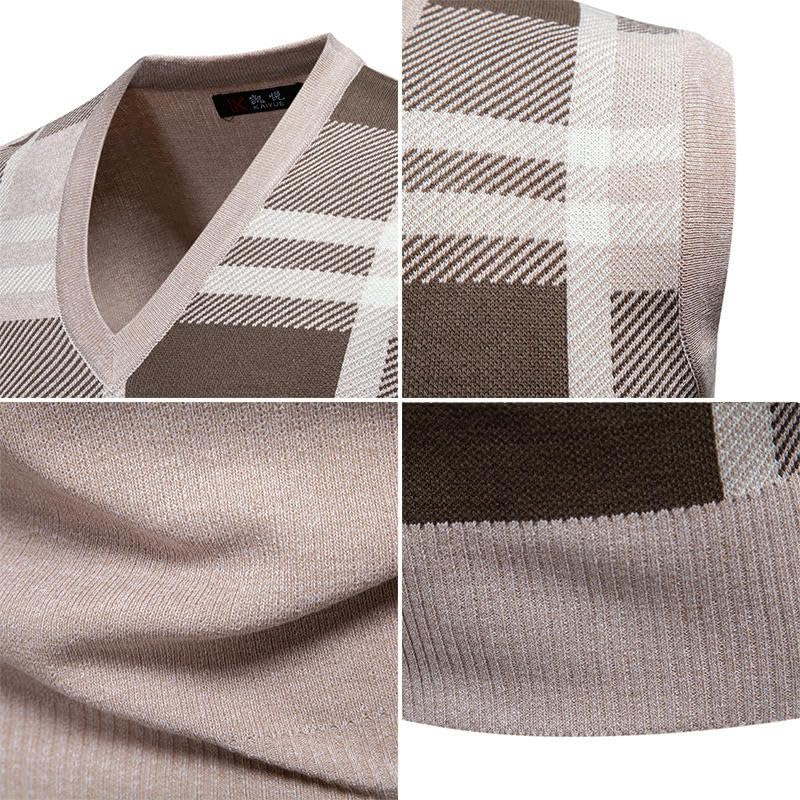 Men's Autumn Winter Trendy Pullover V-Neck Jacquard Knit Vest4