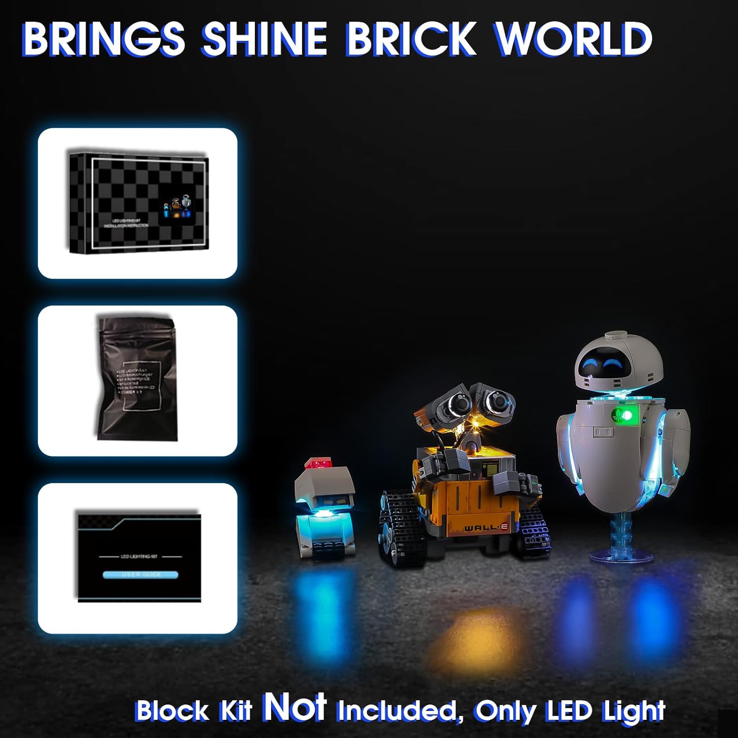 Vaodest LED Light for Lego 43279 Wall-E and EVE Set,Design and Configuration Compatible with Lego 43279 Set(LED Light Only, Not Building Block Kit)