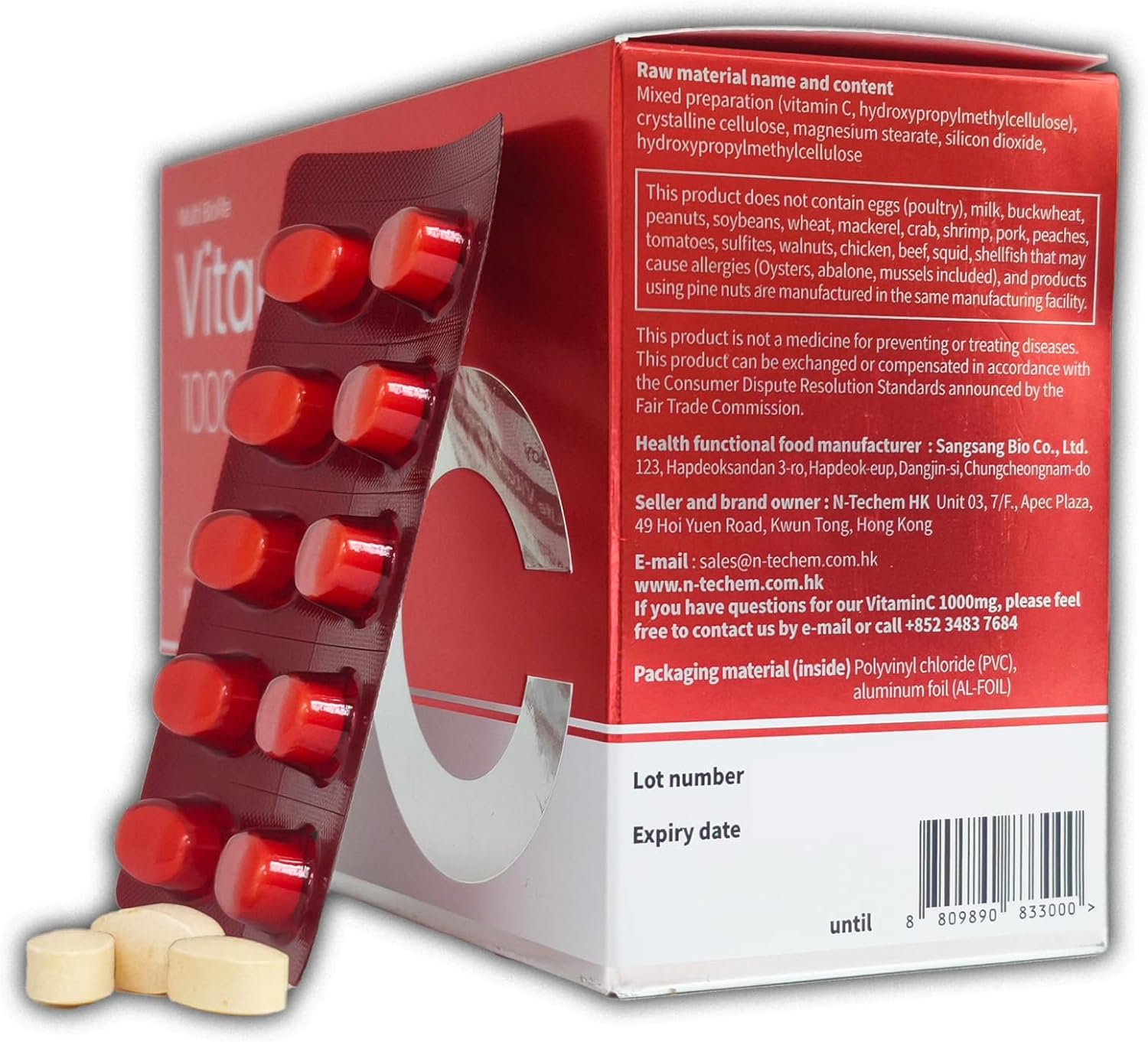 Vitamin C 1000mg (200 Tablets) - Supports a Immune System & Anti-oxidant Protection | Gluten Free - Made in Korea