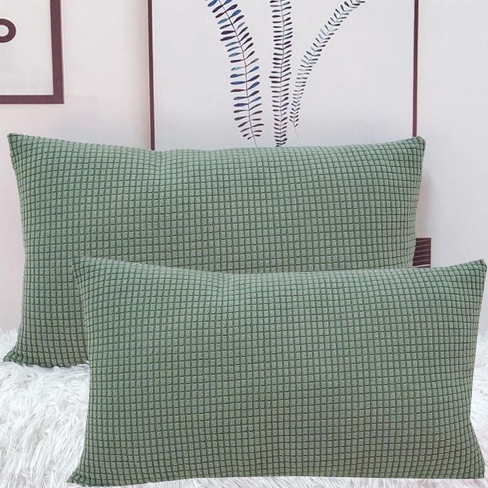 Stretch Kissenbezüge 50x70 2er Set Kissenbezug, Sofa Kissenhülle Für Dekokissen Cordstoff 40x60, Dekorative Zierkissen -hüllen, Cord Kissen Bezug Einsetzbar(Matcha Green,50x70 cm (Pack of 2)) Küche, Haushalt & Wohnen