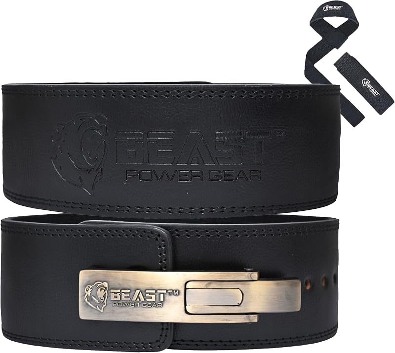 Weight Lifting 10MM 13MM Leather Lever Belt Powerlifting - Free Strap Lower Back Support for Weightlifting, Deadlifts, Squats, Power Belt - Men & Women