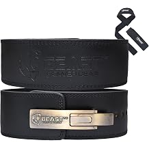 Beast Power Gear Weight Lifting 10MM 13MM Leather Lever Belt Powerlifting - Free Strap Lower Back Support for Weightlifting, Deadlifts, Squats, Power Belt - Men & Women