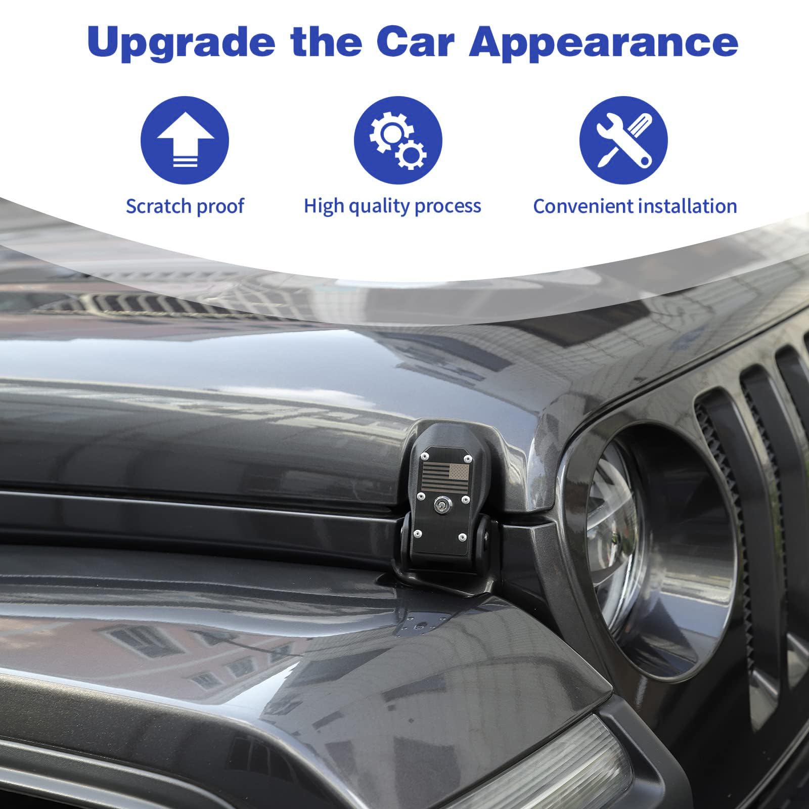 Unifizz Loquets de capot verrouillables noirs pour Jeep Wrangler JL JLU Gladiator JT 2018-2024