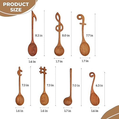 Miniatura 5 de JABIHOME Music Notes Wooden Spoon Set of 7, Unique Father's Day Gifts, Music Lovers Gifts for Mom, Guitar Player Gifts, Fun Kitchen Accessories,
