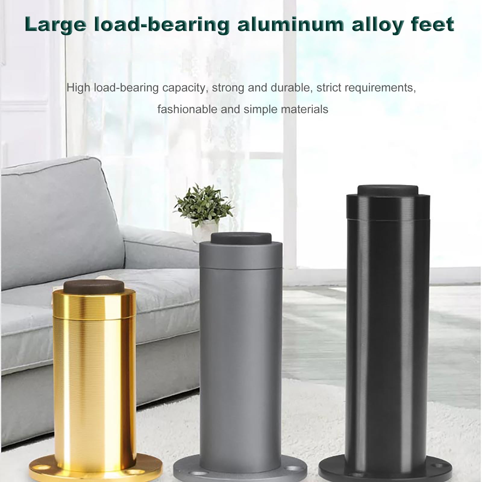 Regulowane nogi meblowe, trwałe 4-pak, nóżki do szafek ze stopu aluminium, wysokość 4 cm, czarne, ze śrubami i zaślepkami ochronnymi dla zwiększonej stabilności i stylu