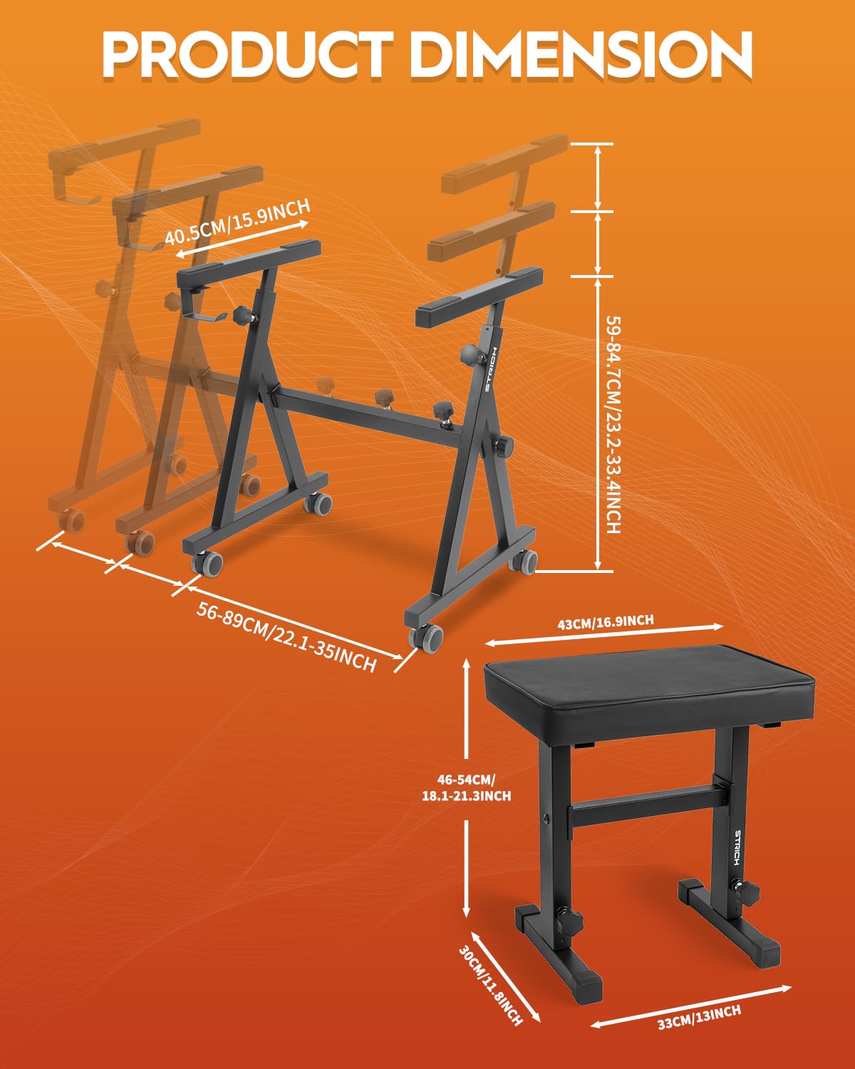 Amazon.co.jp: STRICH ピアノ キーボードスタンド Z型 & 椅子 セット