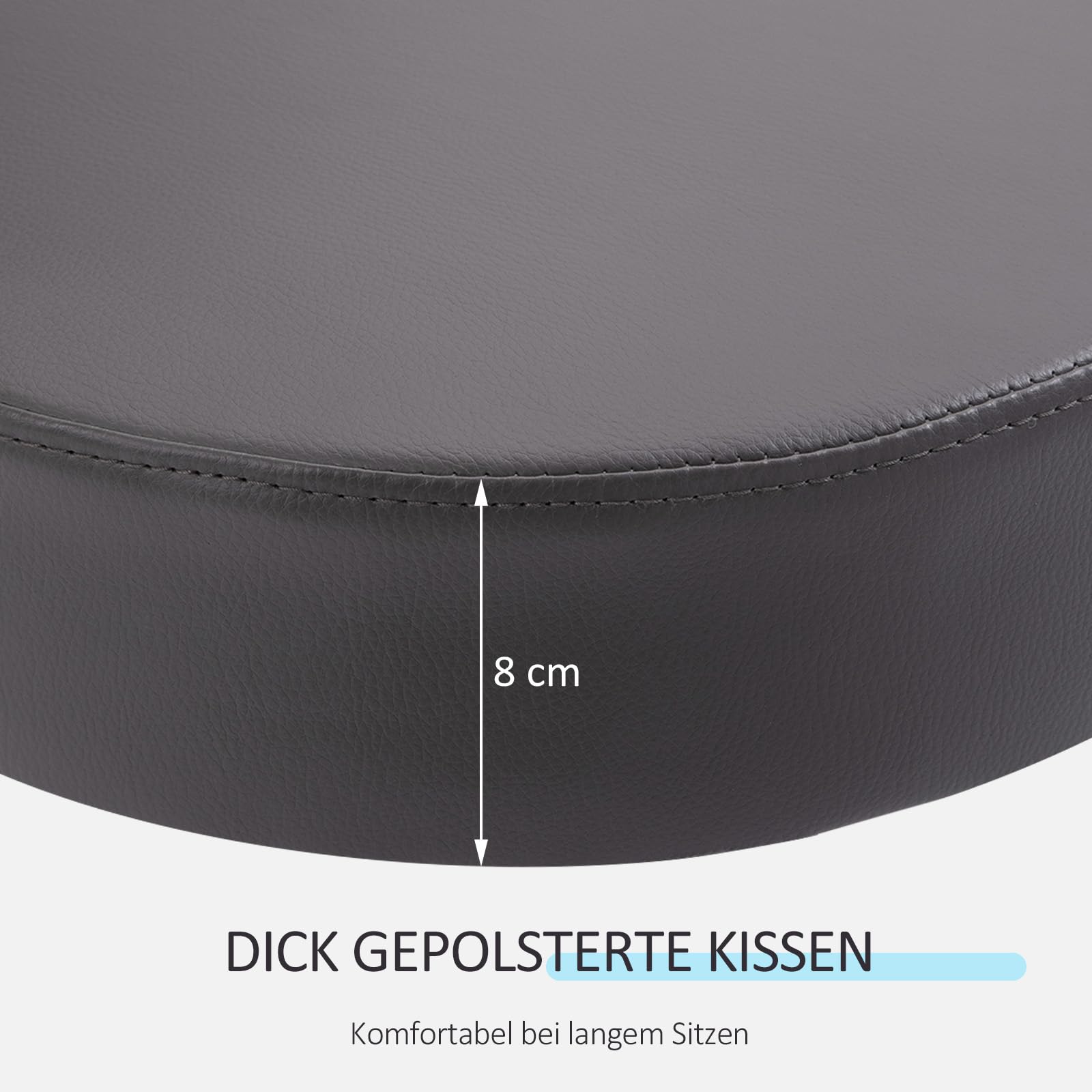 HOMCOM Rollhocker höhenverstellbar mit Rückenlehne Drehhocker 72-84 cm Arbeitshocker 360° drehbar Bürohocker für Büro Salon Massage Spa Grau