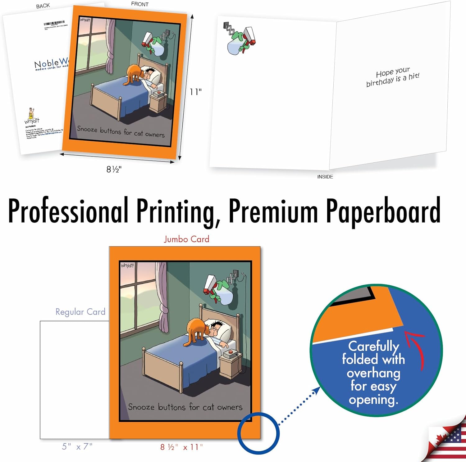 NobleWorks - Oversize Funny Birthday Paper Card 8.5 x 11 Inch with Envelope (1 Pack) Large Jumbo Bday Snooze Button J6396BDG - Image 3