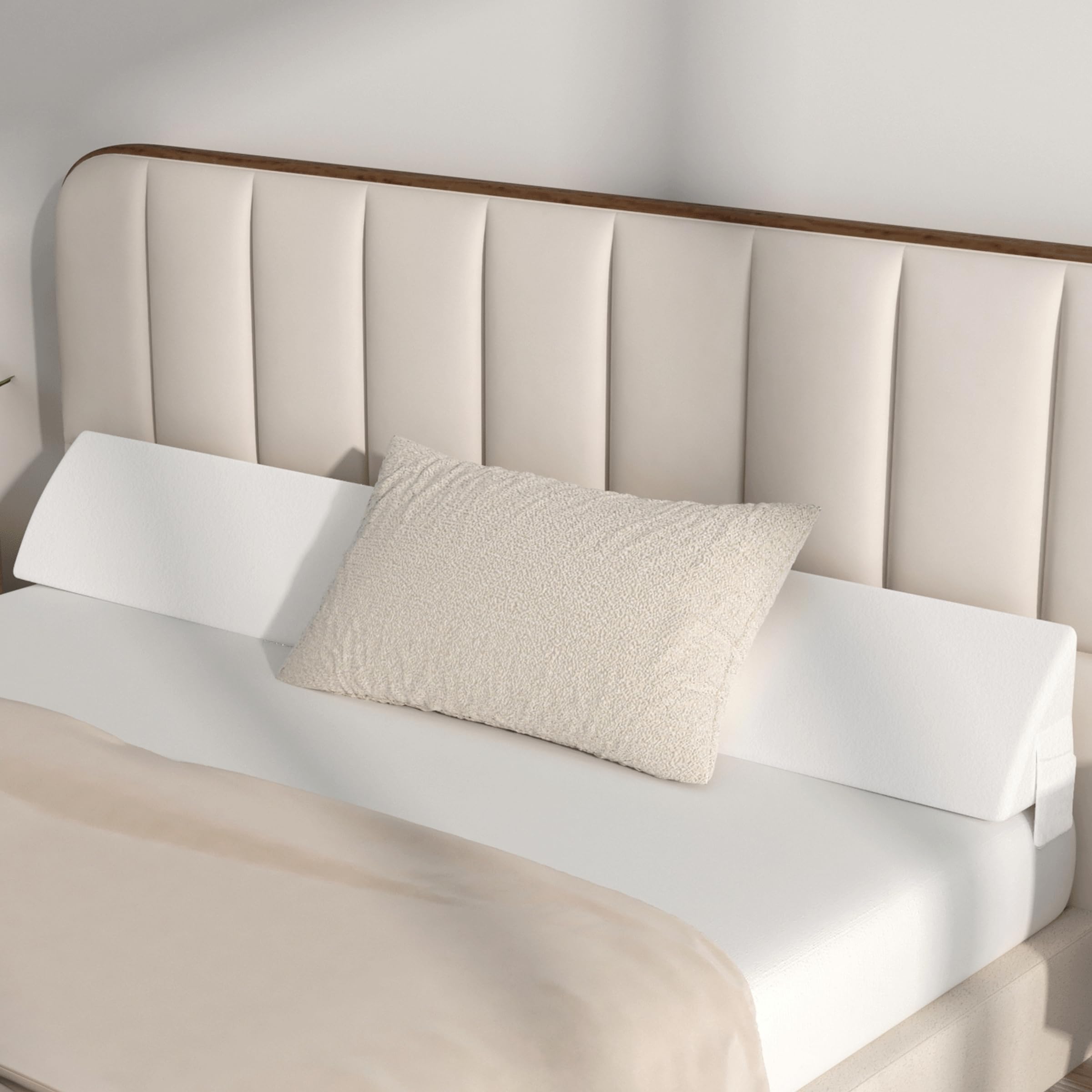 SyMax Triangle Bed Wedge Pillow for Headboard Gap,Memory Foam Wedge Pillow for Bed Mattress Gap Filling,Extra Long Body Pillow for Reading,Resting and Sleeping (King)