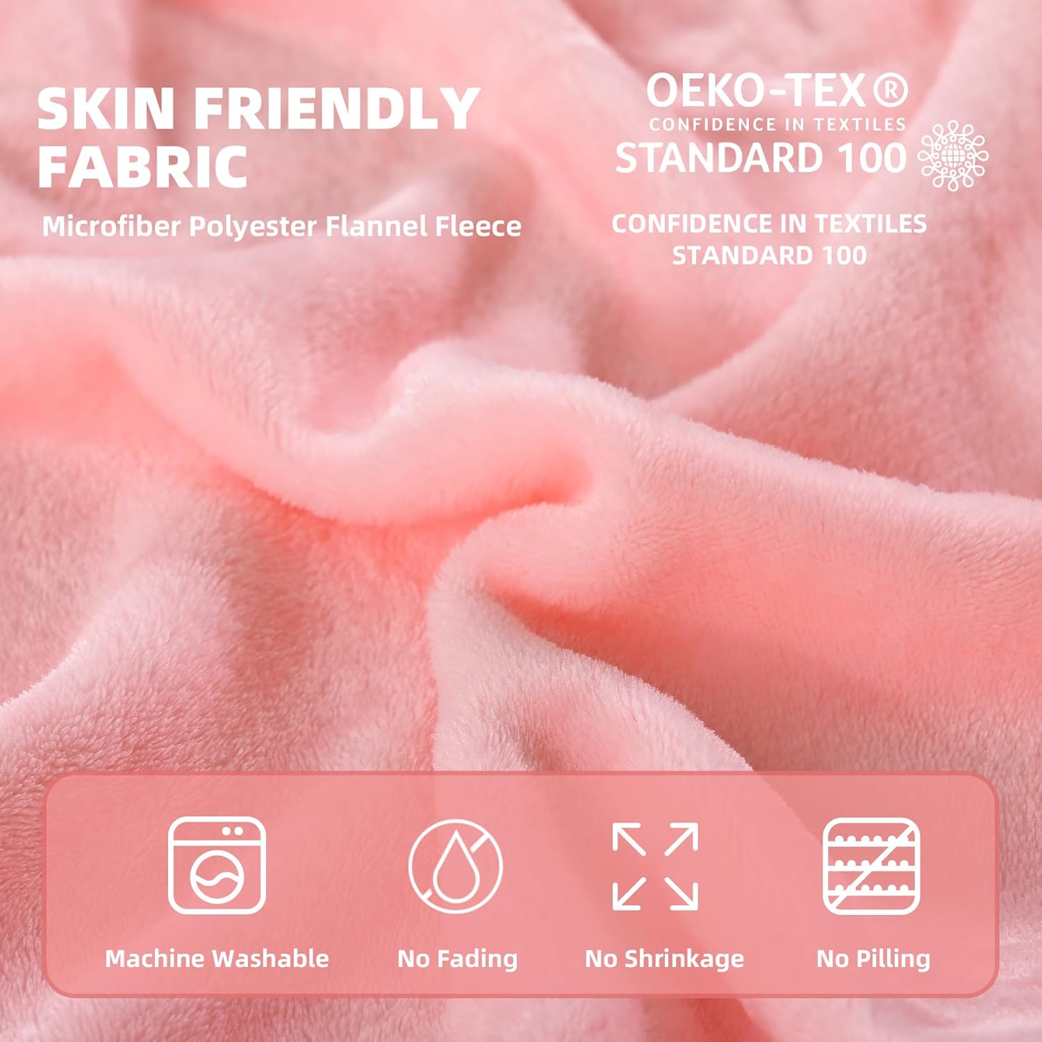 Pink Fleece Throw Blanket for Couch Chair Sofa, Soft Warm Fuzzy Cozy Blankets for Women Men, 300GSM Room Decor Flannel Microfiber Blankets for All Seasons, 50x60 Inches - Image 5