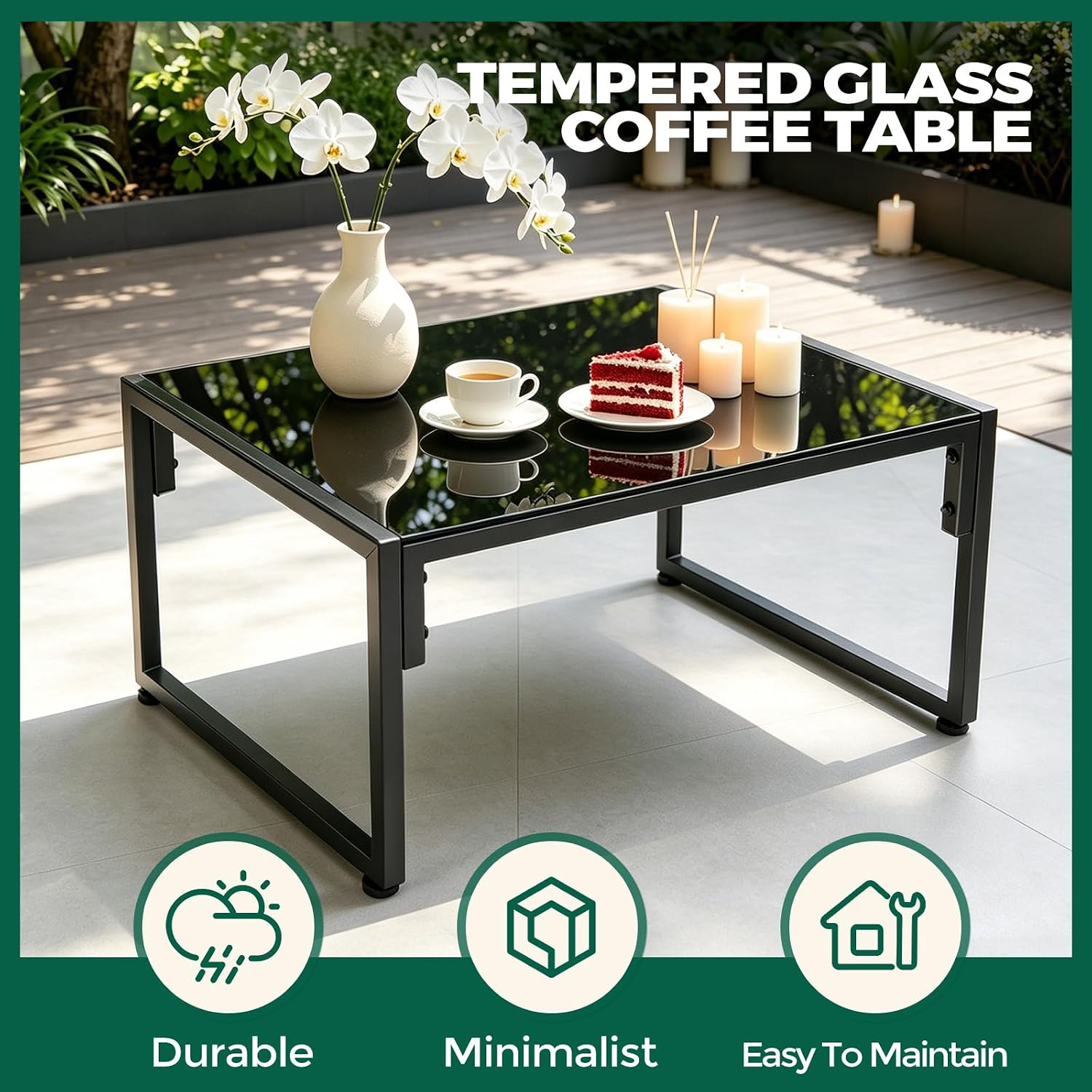 FITMORARO 4 Piece Outdoor Patio Furniture Set with Coffee Table & Cushions image 4