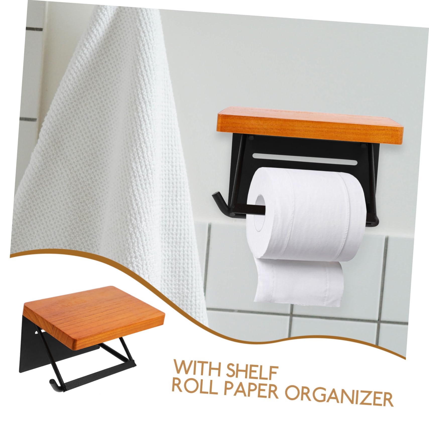 Anneome Portarotolo Igienica da in Metallo Mensola Multifunzione Resistente Rotolo Bagno Compatto con Supporto per Telefono Design Moderno per Spazi Ridotti
